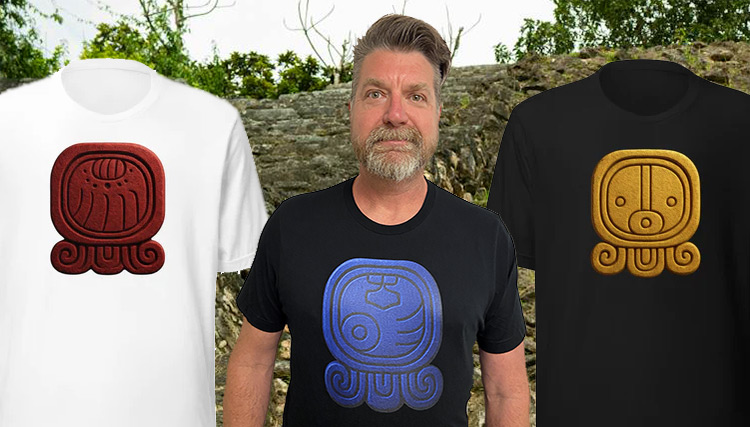 Mayan Sun Sign T-shirts - All 20 Sun Signs - Your choice of black or white shirts.